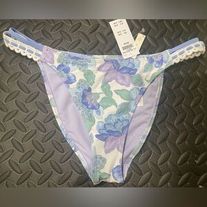 Floral Bikini Bottom with Lace Trim